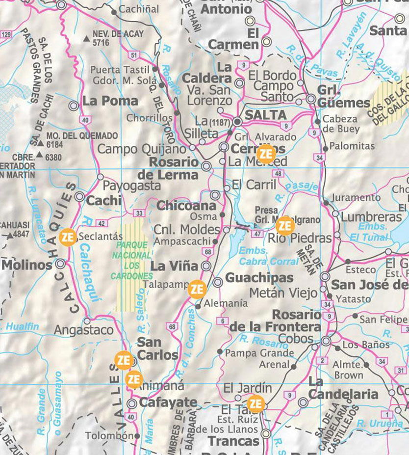 Mapa de las Zonas de Espectadores en Salta para la Etapa 6 del 10 de enero 2014